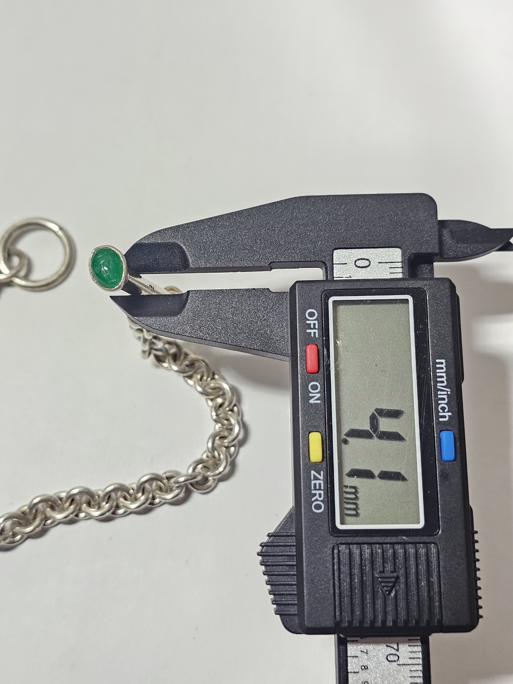 Sterling Silver 925 Chain Toggle Bracelet with Green Accent 8in Length - Picture 5 of 6